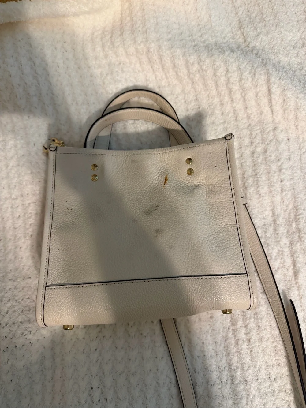 Coach Cream Leather Box Crossbody with Top Handle